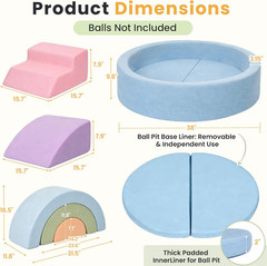 Foam Climbing Blocks for Toddlers, 38 X 38In round Ball Pit for Babies, 8Pcs Tod