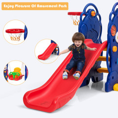 3-In-1 Toddler Climber and Swing Playset with Basketball Hoop