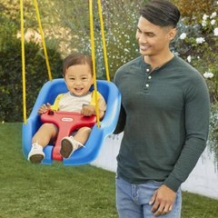 2-in-1 Baby Toddler Swing Secure High Back Blue Durability Safe Hold Up 50 Lbs