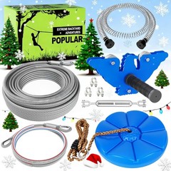 Outdoor 98FT Zip Line Kit for Kids and Adults – Swing Seat & Brake Included