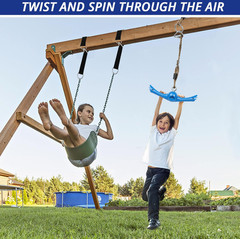 Ninja Twister Swing 360° Spin Handle Slackline Obstacle Course Playground Kids