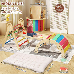 Elegantcrafts Pikler Triangle Set with Cushion, Montessori Climbing Set, Indoor
