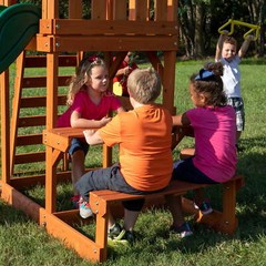 Kids Cedar Wood Swing Set Outdoor Playground Slide Ladder Playhouse Rockwall