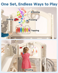Toddler Slide Set, 13 in 1 Kids Indoor Slide for Toddler 1-3, Indoor Outdoor Tod