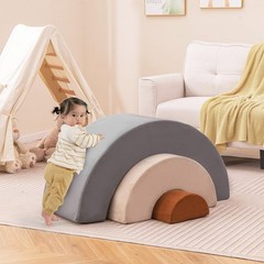 INFANS Climbing Toys for Toddlers, 3pc Foam Climbing Blocks Rainbow Shaped In…