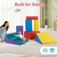 7 PCS Toddler Climbing Blocks w/Hook & Loop Fasteners, Gift for 1+ Baby