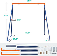 SUPER DEAL Swing Stand a Frame Heavy Duty Extra Large Full Steel Stand with Grou