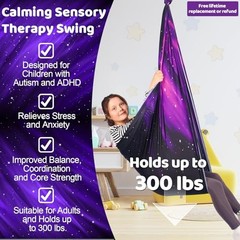 Sensory Swing for Kids Indoor and Outdoor Therapy Cuddle Swing Space Purple