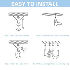 1000 lb Heavy Duty Hammock Hanging Kit 360° Rotating Swing Hooks