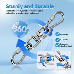 Heavy Duty 1200 lb Capacity Swivel Ring Double Ended Swivel Eye Hook, 304 Sta…