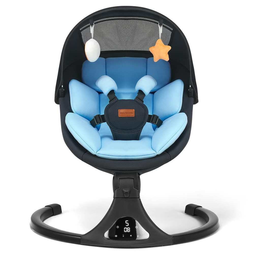 Baby Swing for Infants Bluetooth Electric 5 Speeds 12 Melodies Blue 0-9M