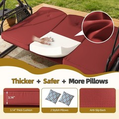 3 Seat Outdoor Porch Patio Swing with Adjustable Canopy& Backrest,Outdoor
