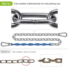 2 Stainless Steel Swing Chains with 4 Quick Connection Buckles Heavy Duty Han…