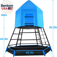 Jungle Gym with Platform and Tent, Climbing Toys with Monkey Bars for Kids, Meta