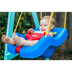 Little Tikes 2-in-1 Snug and Secure Baby Toddler Swing High Back Blue