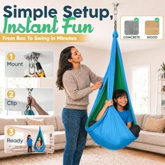 Sensory Swing for Kids Indoor Outdoor – Calming Cocoon Therapy Green/Blue