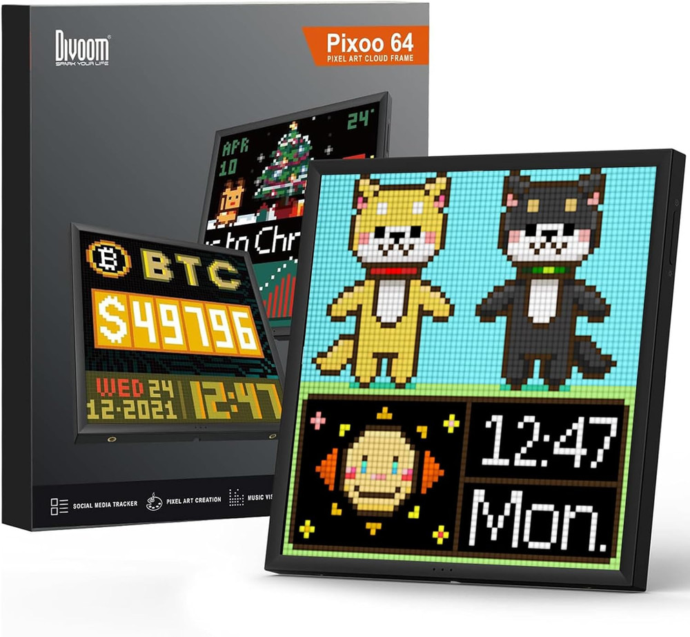 Pixoo-64 – Wifi Pixel Cloud Digital Frame with APP Control,64 X 64 LED Panel Dis