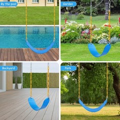 2PCS Heavy Duty Swing Seats with 66” Chains – Supports 250lbs – Bright Blue