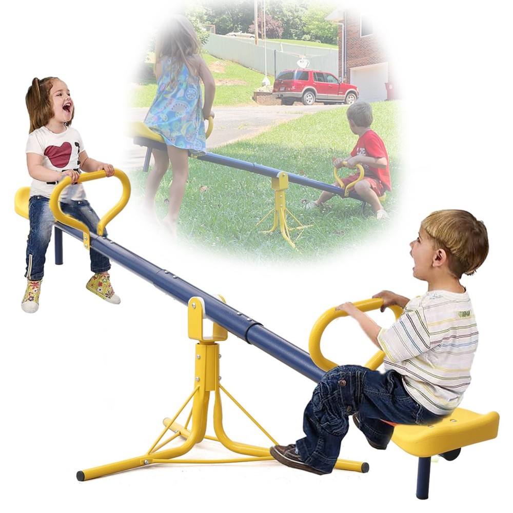Seesaw for Kids Outdoor, Heavy Duty 250LB 360° Rotating Seesaw Outdoor Teeter To