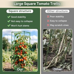 Halatool 4 Pack 72″ Extra Tall Square Tomato Cages, Heavy Duty Metal Plant Suppo