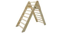 Pikler Triangle Ladder with Ramp and Slide, Wooden Foldable 2-in-1 Climber