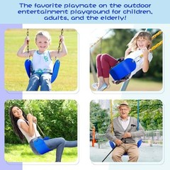Swing Seat Replacement, Soft EVA Swing Seat with 2 PCS Locking Buckles, Blue