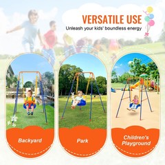 Uimoso Swing Sets for Backyard 3 in 1 Toddler Swing Set with 4 Sandbags Foldable