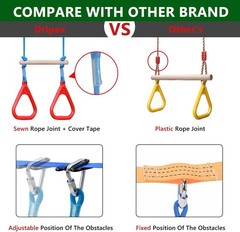 Ninja Warrior Obstacle Course for Kids Backyard – 2×65ft Slackline Kit with 10 M
