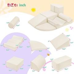7-Piece Soft PU Climbing & Crawling Play Set for Kids, Child- Foam Blocks,