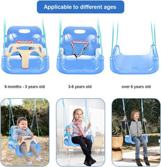 Toddler Swing, 3-In-1 Baby Swing Seat, Anti-Flip Snug & Secure Detachable Kids S