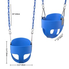 Toddler Swing, Full Bucket Baby Swing Seat & Iron Chains (Blue)
