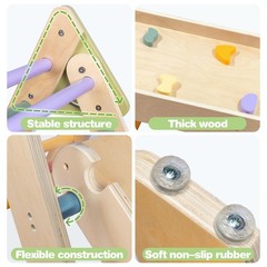 Pikler Triangle Set Montessori Toddler Climbing Toys Indoor, Foldable Climbin…