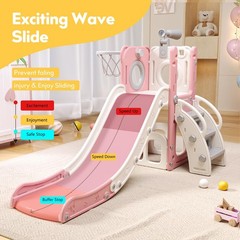 6 in 1 Playset with Slide, Slide with Basketball Hoop, , Ring Toss, Indoor Ou…
