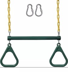Jungle Gym Kingdom 18” Trapeze Swing, Heavy Duty Chain WBar Rings 48” Swing Set.