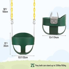 High Back Toddler Bucket Swing Seat with Coated Chains, Heavy Duty Kids Swing…