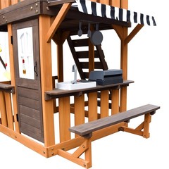 Giant Kid Wood Swing Set Slide,Rock Wall,Toy Kitchen Outdoor Backyard Playground