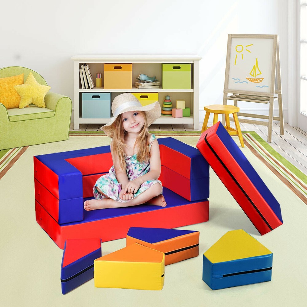 8 Pieces 4-in-1 Crawl Climb Foam Shapes Toddler Kids Playset Indoor Active Toy