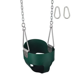 SWING SET STUFF HIGHBACK FULL BUCKET SEAT GREEN WITH CHAINS AND HOOKS play 0050