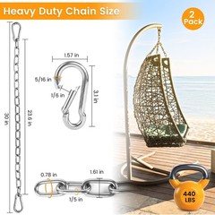 2 Pack 30 Inch Heavy Duty Chains for Swing, 440LB Hanging Chair Chain with 5/…