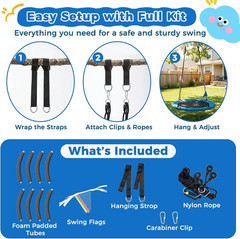 40 Inch round Tree Swing for Kids & Adults, Waterproof Heavy Duty Flying Seat wi