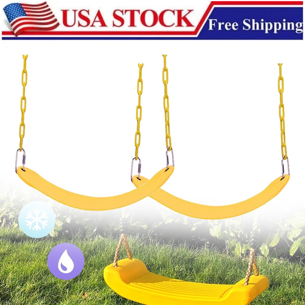 Kids Garden Swing Seat Replacement Outdoor Playground Accessory Yellow 2pcs/set