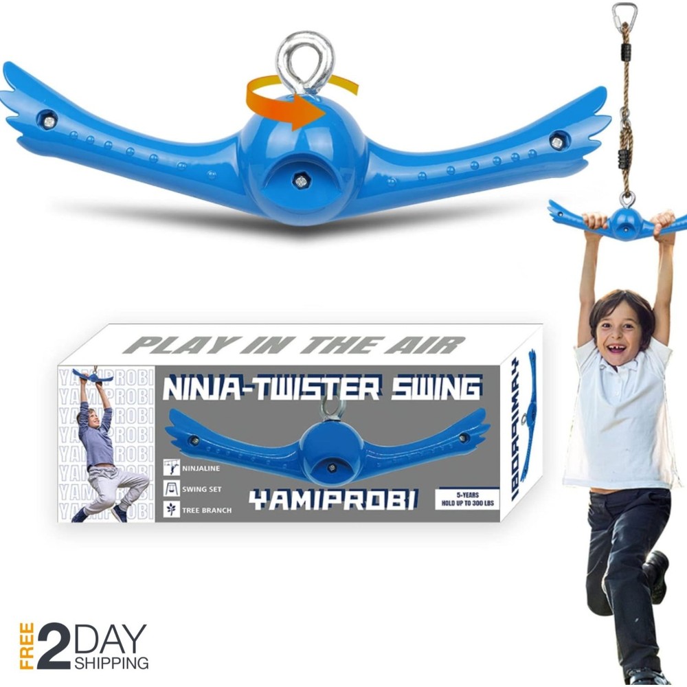 Ninja Twister Swing 360° Spin Handle Slackline Obstacle Course Playground Kids