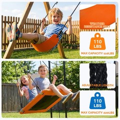 Metal Swing Set for Kids Backyard with Swings, Climbing Ladder Trapeze Bar 550lb