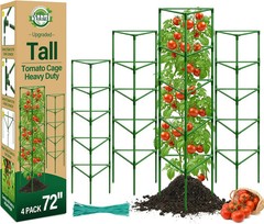 Halatool 72″ Tomato Cages Heavy Duty, 4 Pack Adjustable Stakes for Garden | Extr