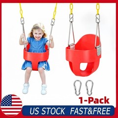 Toddler Swing High Back Full Bucket Seat Baby Outdoor Swing Garden-Red 330lb