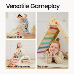 Tiny Land Pikler Triangle Set, 7-In-1 Foldable Pikler Triangle Climbing Toys Set
