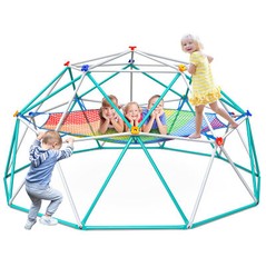Hapfan 10ft Climbing Dome with Hammock Cargo Net Jungle Gym Outdoor Monkey Bars