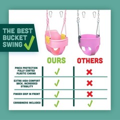 High Back Full Bucket Toddler Swing Seat with Finger Grip, Plastic Coated Cha…