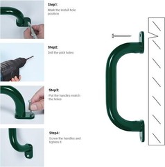 10 Inch 4 Pieces Outdoor Playground Accessories Handles Metal Green –