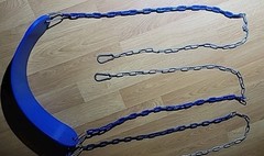Swings For Outdoor Swingset. Pair Of 2 Blue Vinyl Seats With Chains And Connect